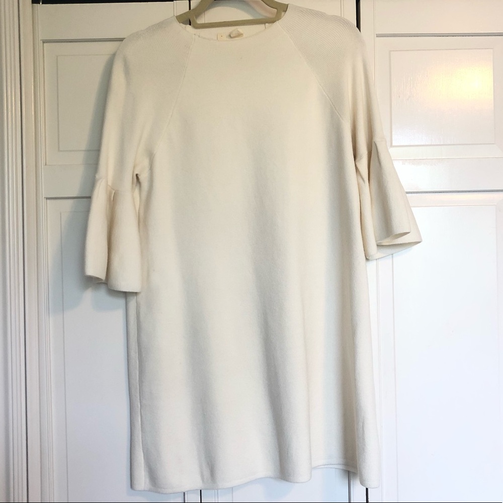 Anthropologie Ivory ruffle Sleeve Dress